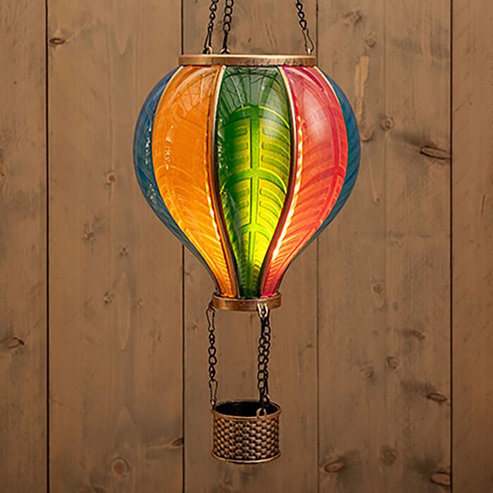 Lanterne type ballon montgolfière effet flamme à énergie solaire