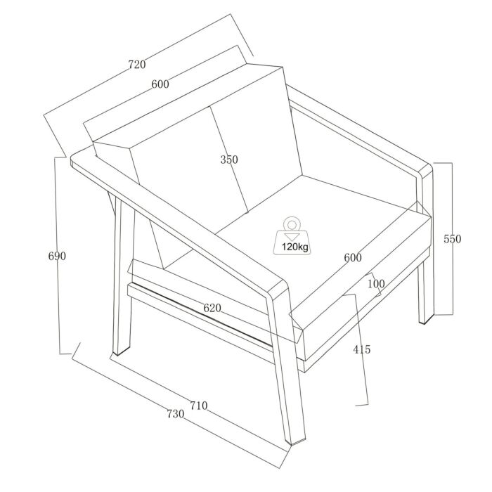 Fauteuil Paris - structure en aluminium aspect bois