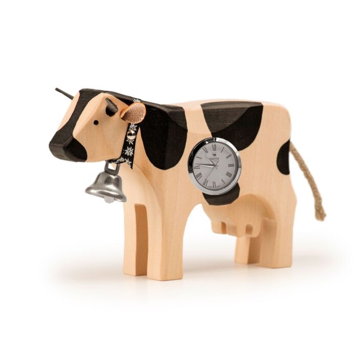 Trauffer vache en bois de tilleul avec horloge main product photo