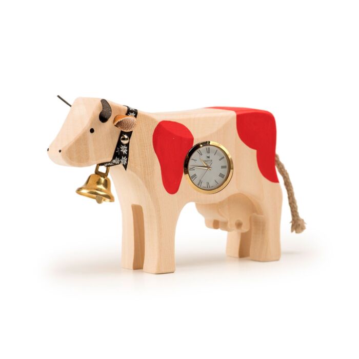 Trauffer vache en bois de tilleul avec horloge