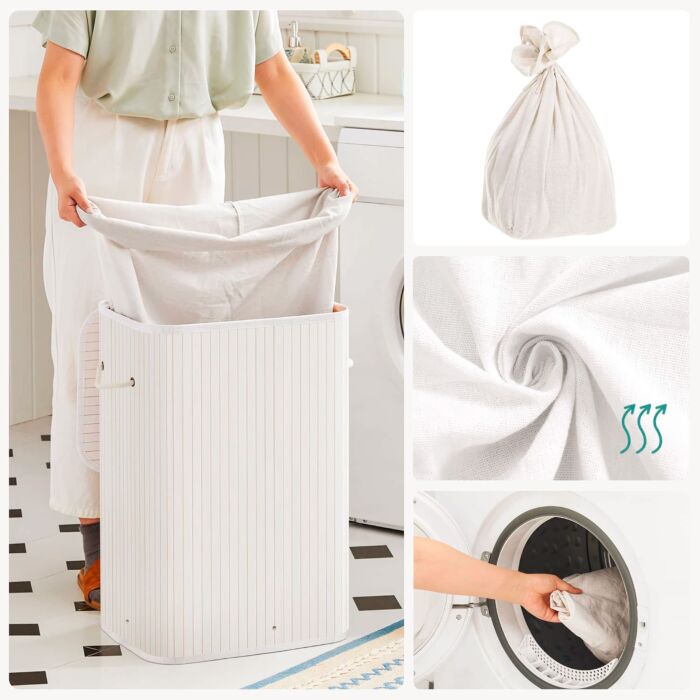 SONGMICS Wäschekorb Bamboo, 72 Liter
