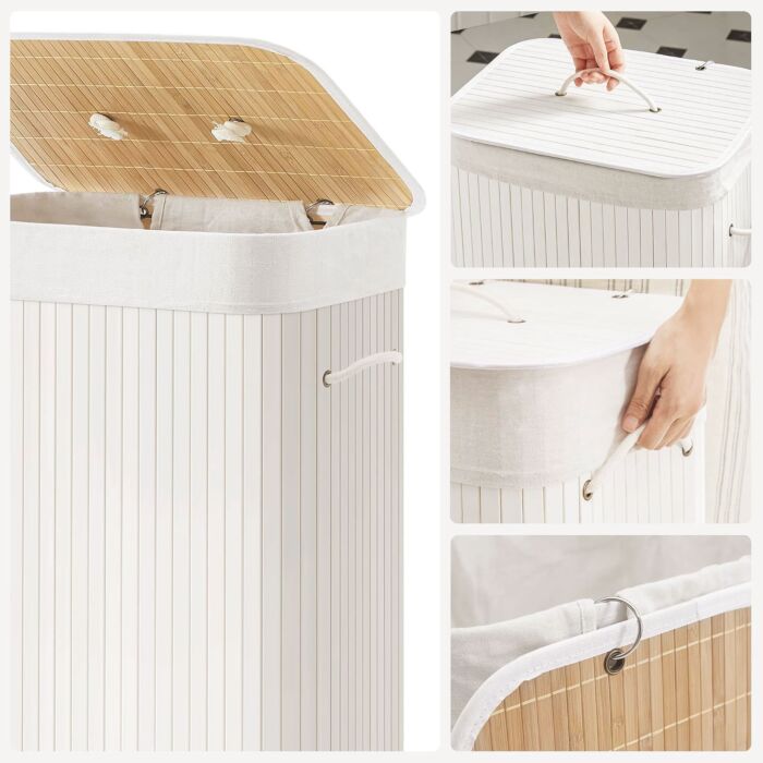 SONGMICS Wäschekorb Bamboo, 72 Liter