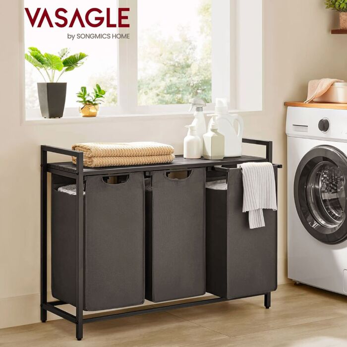 Trieur à linge VASAGLE avec 3 compartiments de 38 litres