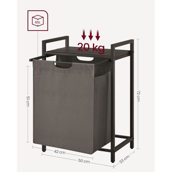 VASAGLE Wäschekorb, 65 Liter