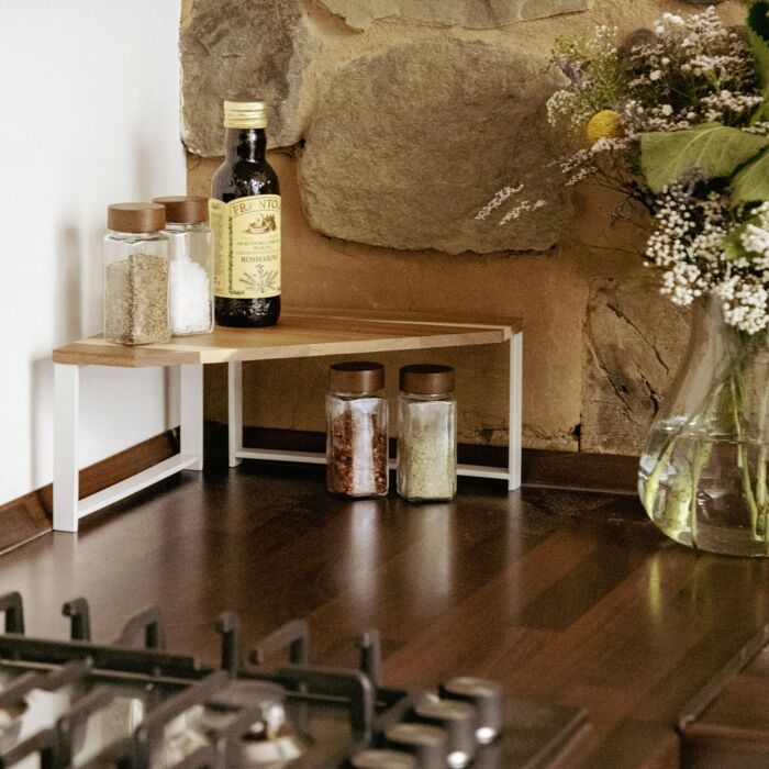 Étagère d'angle pour cuisine Louisa avec structure métallique
