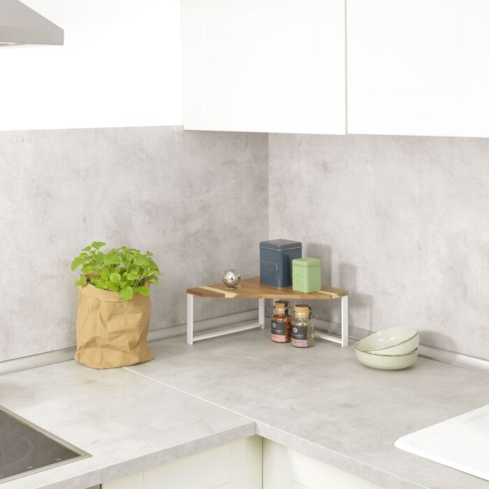 Étagère d'angle pour cuisine Louisa avec structure métallique