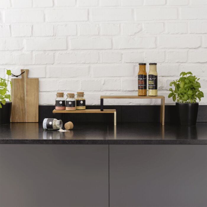 Étagère de cuisine Vali 2 pièces avec tablettes en bois