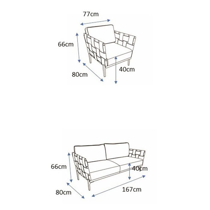Gartenlounge Diamond, 3-teilig