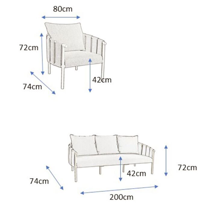 Gartenlounge Nice, 3-teilig
