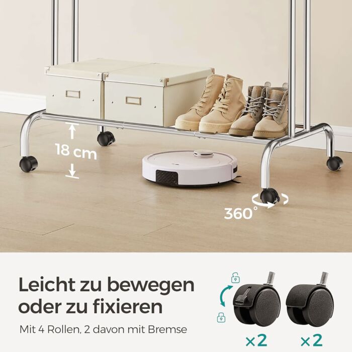 Kleiderständer mit 2 Stangen, aus Metall