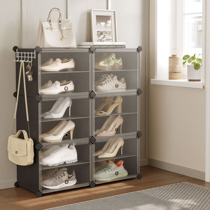 Meuble à chaussures avec portes rabattables