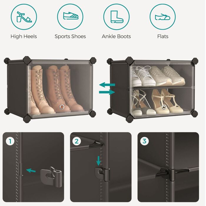 Meuble à chaussures avec portes rabattables