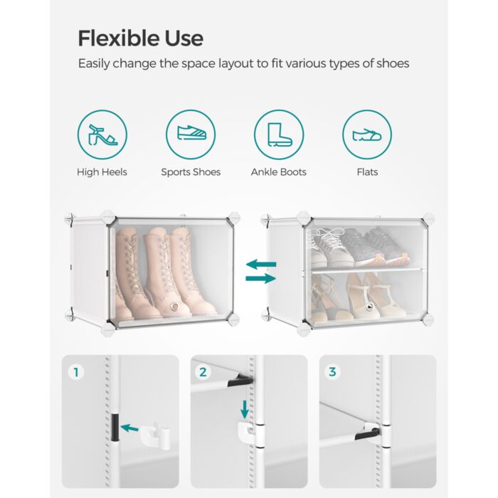 Meuble à chaussures avec portes rabattables de couleur blanche