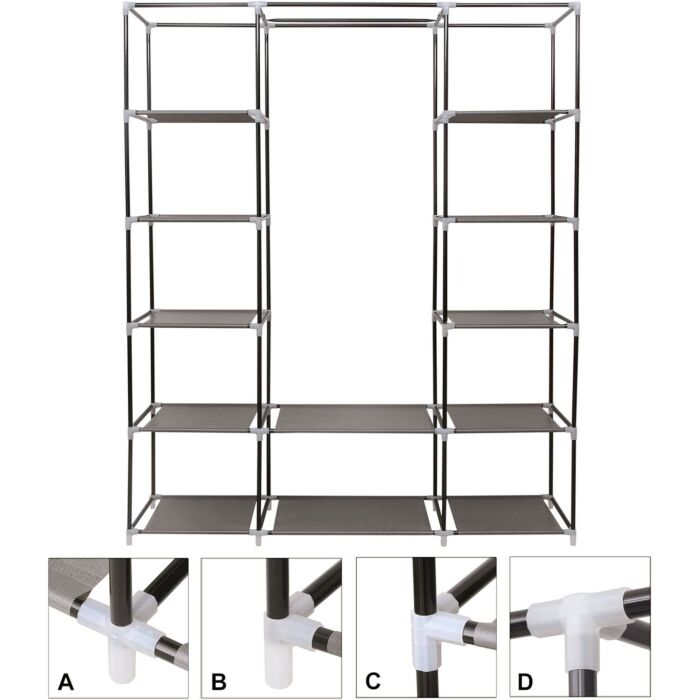 Armoire d'appoint avec tringle à vêtements et étagères
