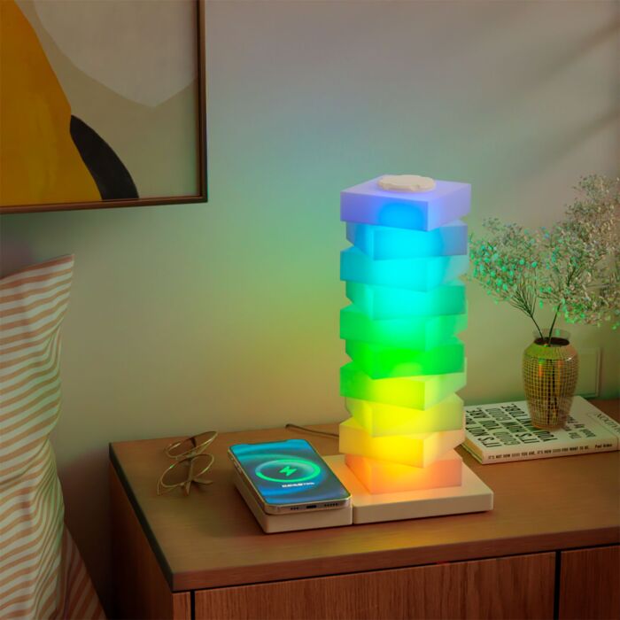 Lampe de chevet avec station de recharge pour téléphone portable, 15 W