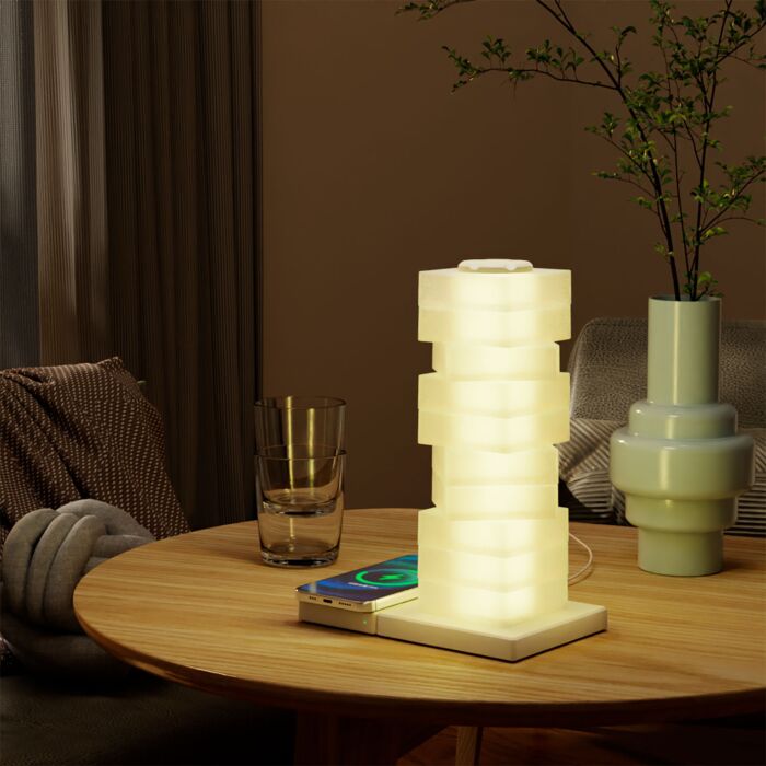 Lampe de chevet avec station de recharge pour téléphone portable, 15 W