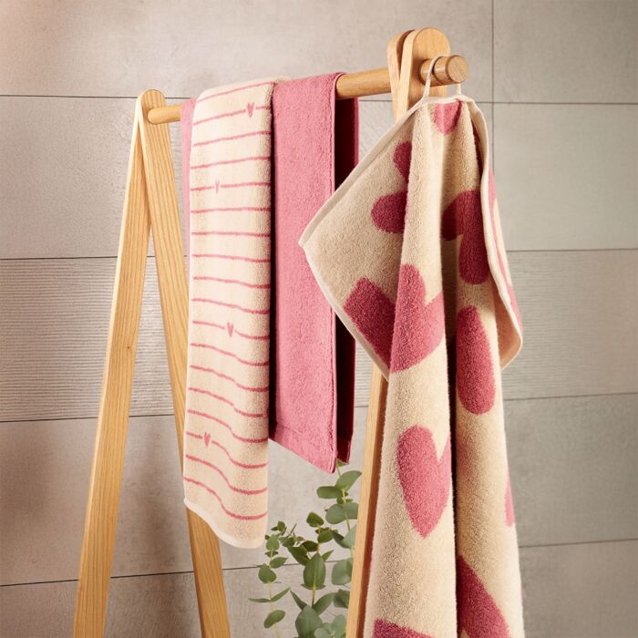 Linge éponge Cawö Hearts avec motif cœur tissé