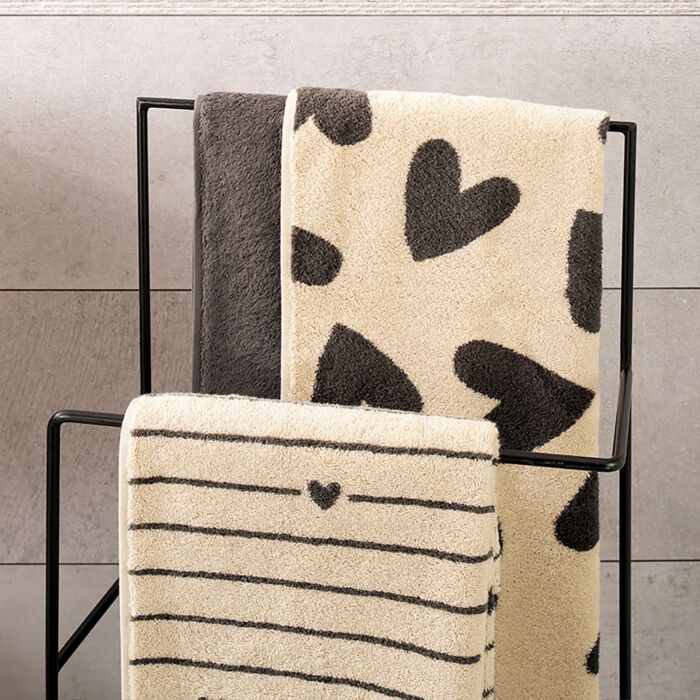 Linge éponge Cawö Hearts avec motif cœur tissé