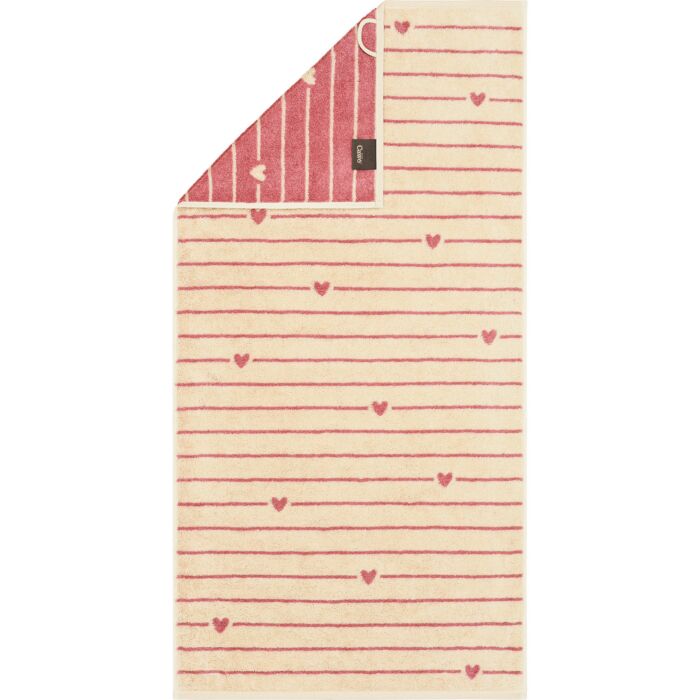 Cawö Frottierwäsche Lines & Hearts mit eingewebtem Design – Duschtuch – 70x140 cm