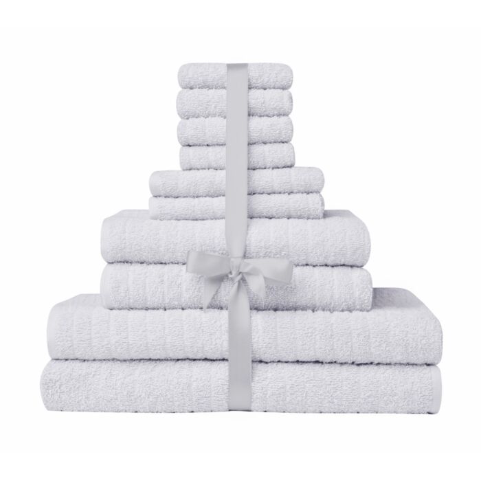Ensemble de bain uni Sera, 10 pièces avec ruban en satin