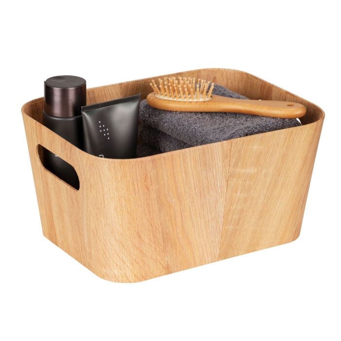 Panier de salle de bain Longiano en carton aspect bois