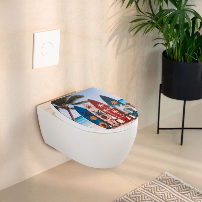 Siège de WC Louros avec surface en relief, abaissement automatique