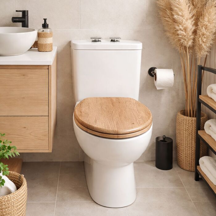 WC-Sitz Eiche-Optik MDF mit Absenkautomatik
