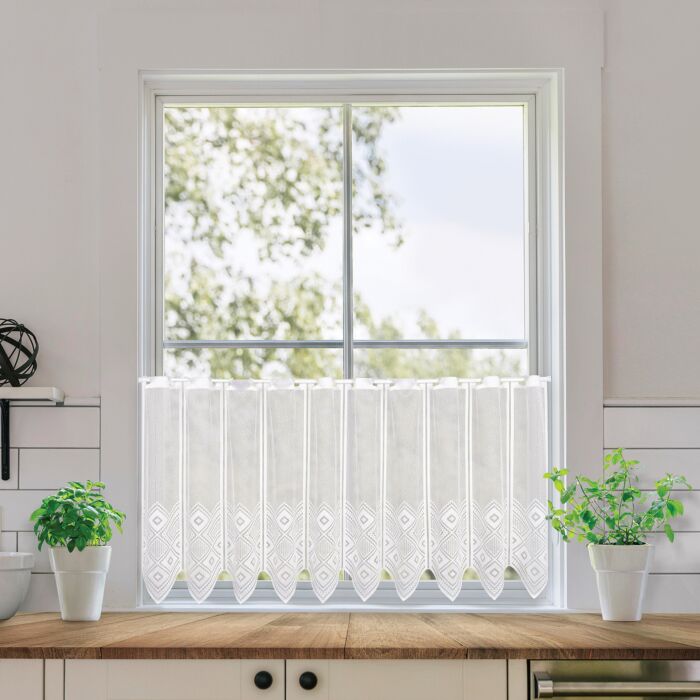 Rideau de bistrot Fiona, semi-transparent, 150x52 cm