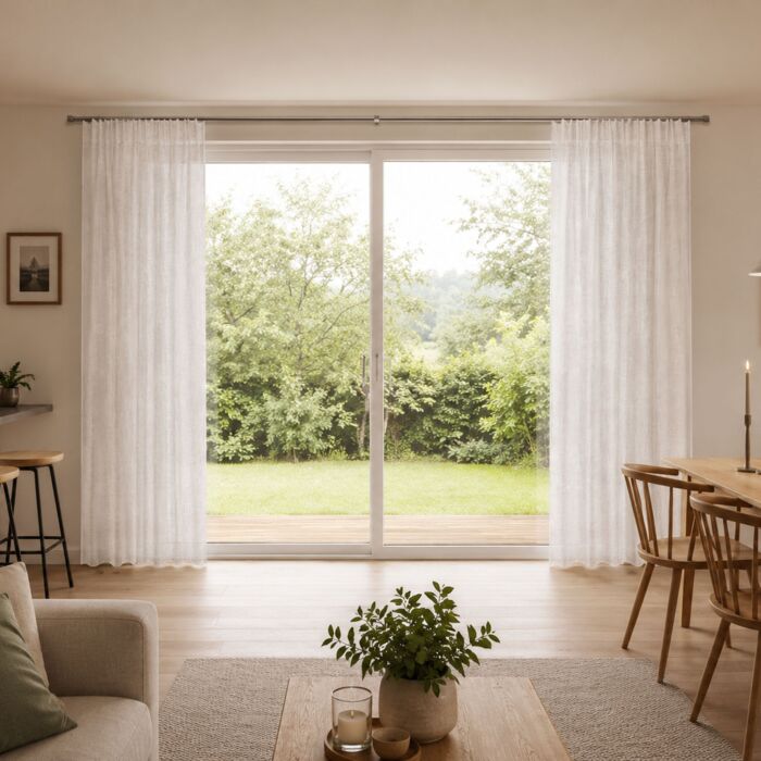Fertigvorhang mit Gardinenband, halbtransparent, 140x245 cm