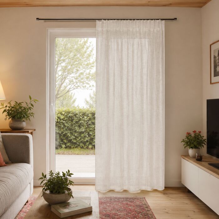 Fertigvorhang mit Gardinenband, halbtransparent, 140x245 cm
