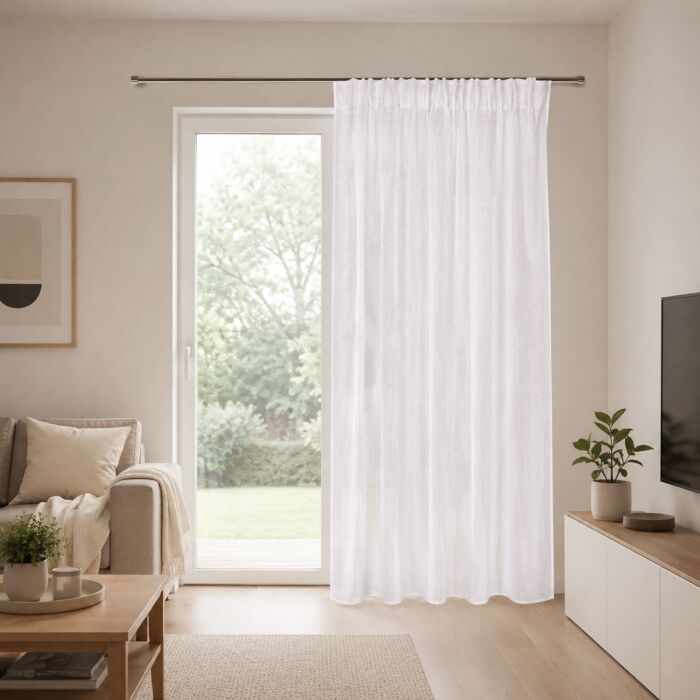 Fertigvorhang mit Gardinenband, halbtransparent, 140x245 cm