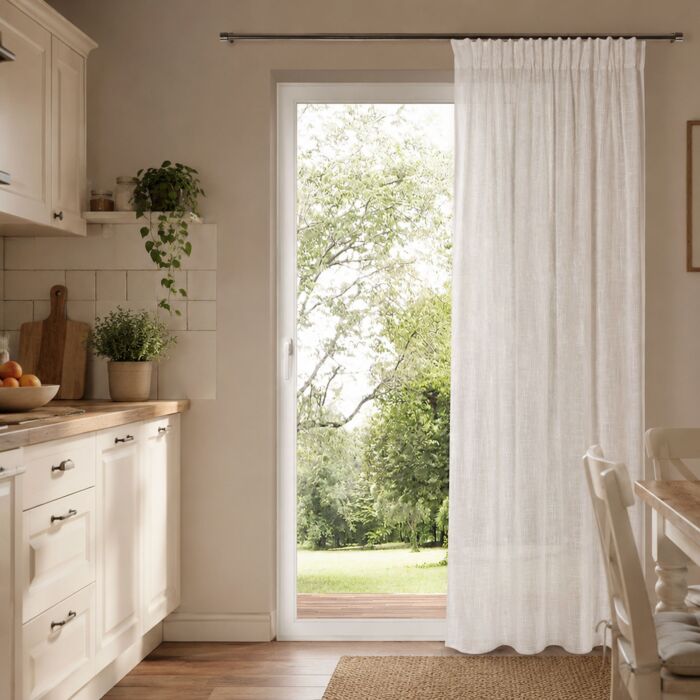 Fertigvorhang mit Gardinenband, halbtransparent, 140x245 cm