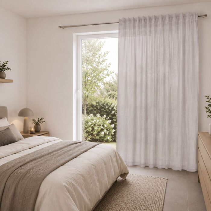 Fertigvorhang mit Gardinenband, halbtransparent, 140x245 cm
