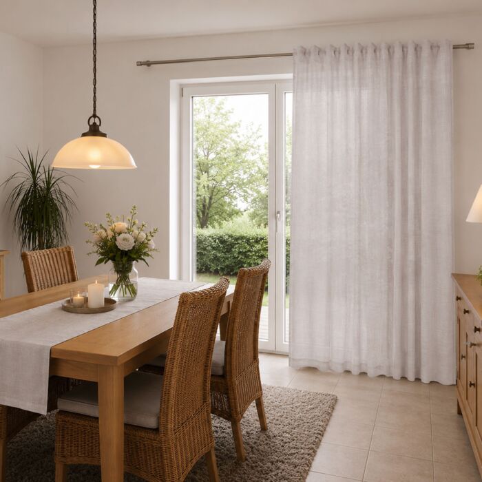 Fertigvorhang mit Gardinenband, halbtransparent, 140x245 cm