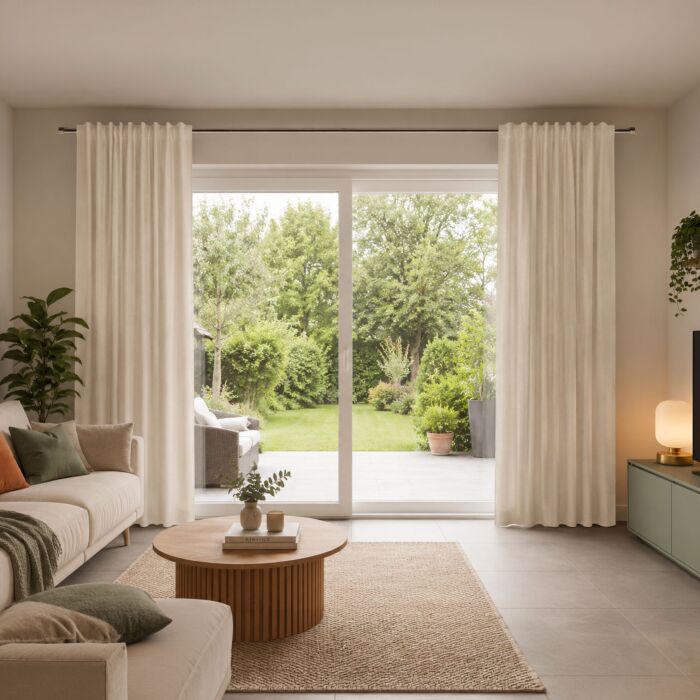 Fertigvorhang mit Gardinenband, blickdicht, 140x245 cm