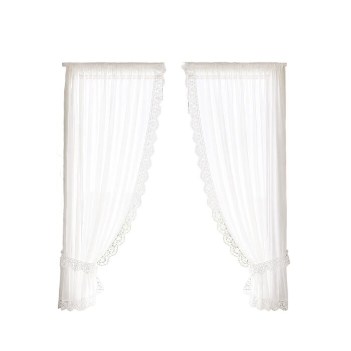 Rideau vitrage avec bordure, lot de 2