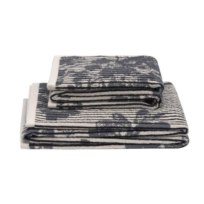 Linge éponge à rayures verticales et motifs floraux