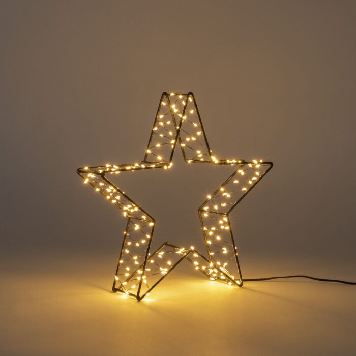 Étoile LED, cadre métallique noir, 26x6 cm