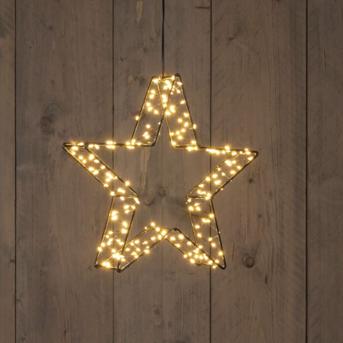 Étoile LED, cadre métallique noir, 26x6 cm