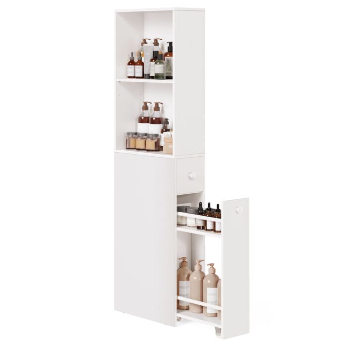 VASAGLE Badezimmerschrank mit Auszug und seitlichem Fach