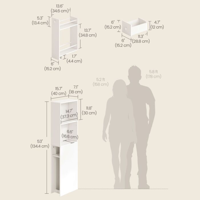 VASAGLE Badezimmerschrank mit Auszug und seitlichem Fach