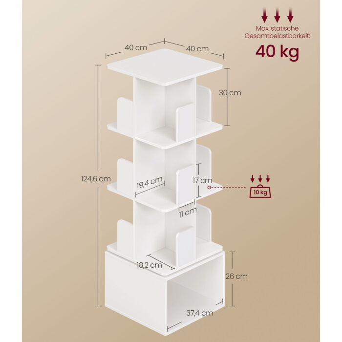 VASAGLE Bücherregal 360° drehbar