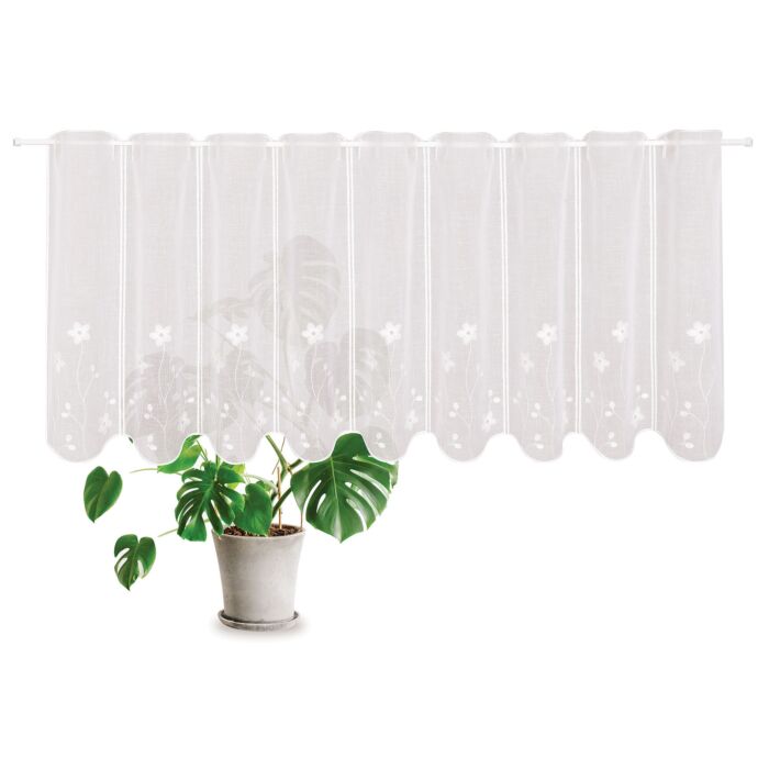Bistrovorhang Carla mit Blumenstickerei, halbtransparent, 145x50 cm