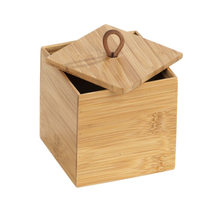 Box mit Deckel Terra aus Bambus, 9x9x9 cm