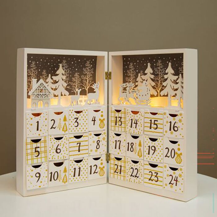 LED-Adventskalender aus Holz, inidviduell befüllbar