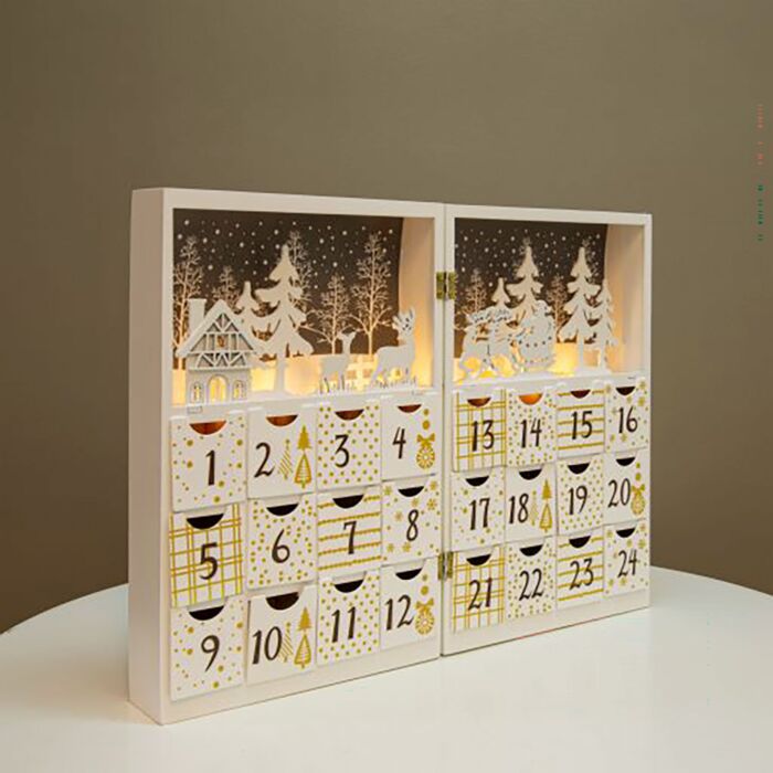 LED-Adventskalender aus Holz, inidviduell befüllbar