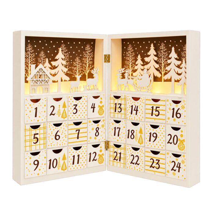 LED-Adventskalender aus Holz, inidviduell befüllbar