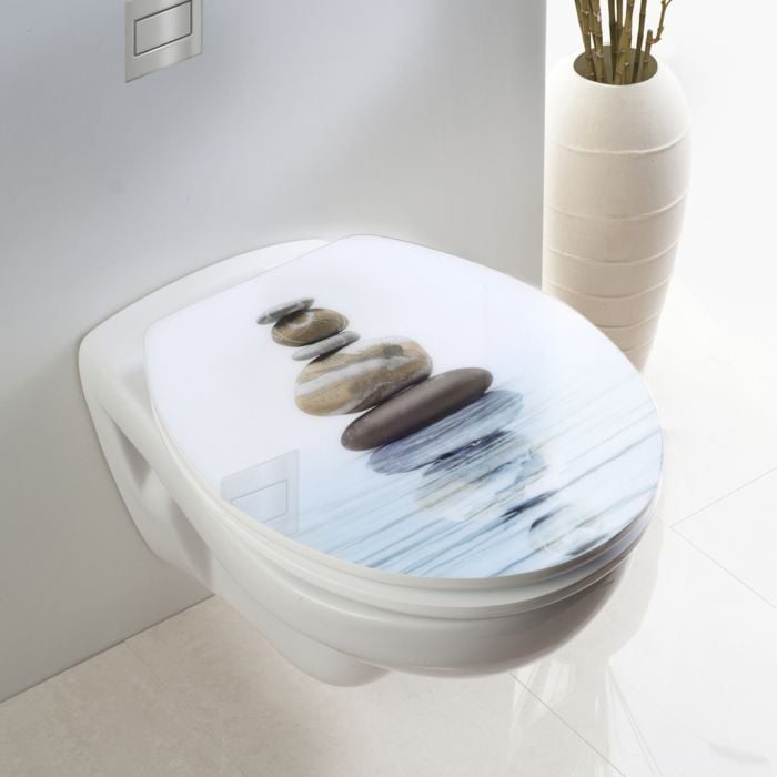 Lunette WC avec couvercle motif Zen méditation