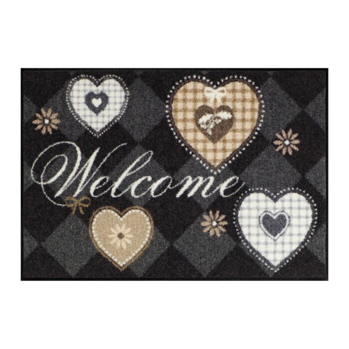 Paillasson coeurs Welcome 50x75 cm