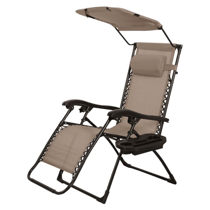 Chaise longue avec pare-soleil et coussin